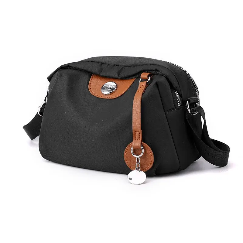 Nylon Women's Waterproof Large Capacity Crossbody Bag Casual Solid Color Messenger Shoulder Bag
