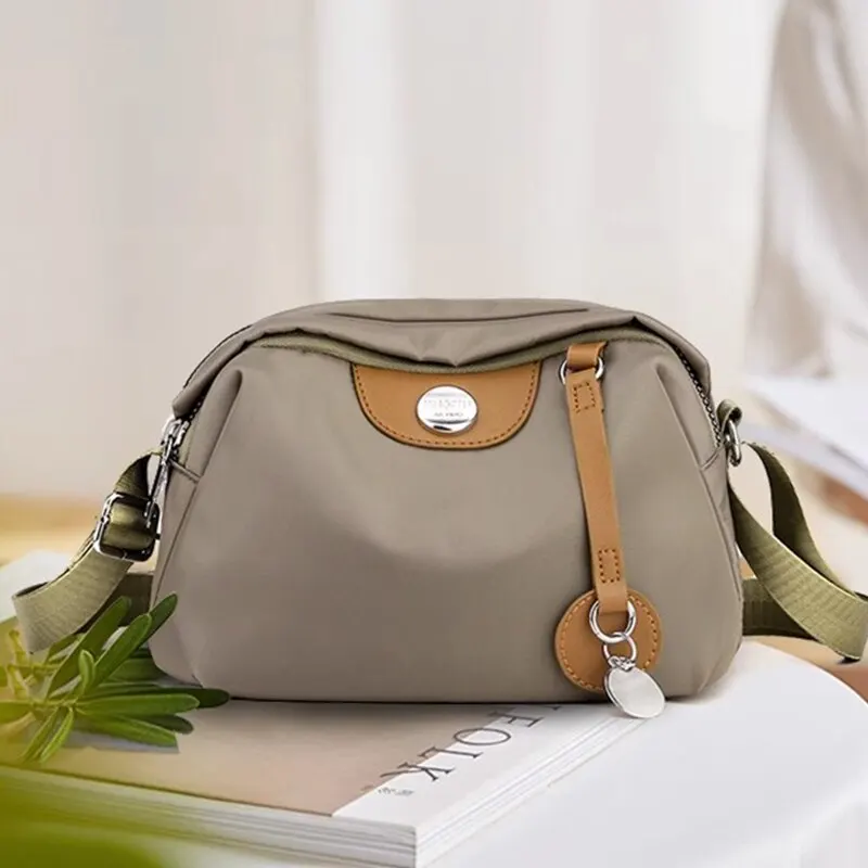 Nylon Women's Waterproof Large Capacity Crossbody Bag Casual Solid Color Messenger Shoulder Bag
