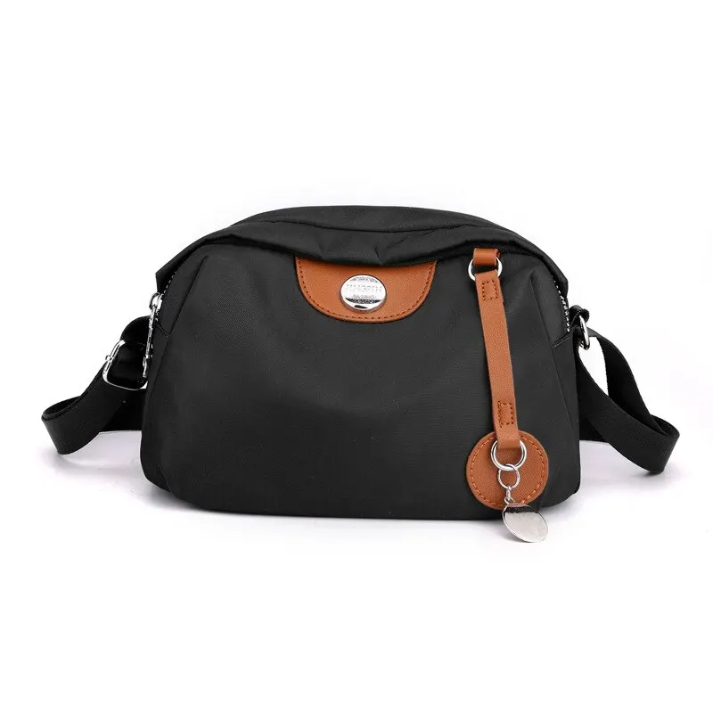 Nylon Women's Waterproof Large Capacity Crossbody Bag Casual Solid Color Messenger Shoulder Bag