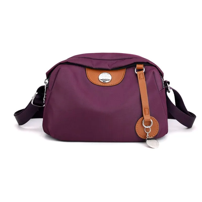 Nylon Women's Waterproof Large Capacity Crossbody Bag Casual Solid Color Messenger Shoulder Bag