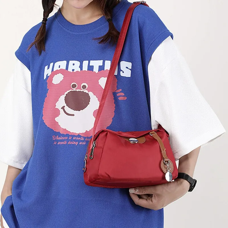 Nylon Women's Waterproof Large Capacity Crossbody Bag Casual Solid Color Messenger Shoulder Bag