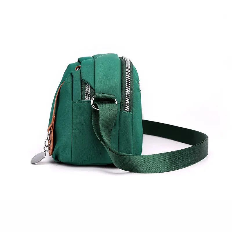Nylon Women's Waterproof Large Capacity Crossbody Bag Casual Solid Color Messenger Shoulder Bag