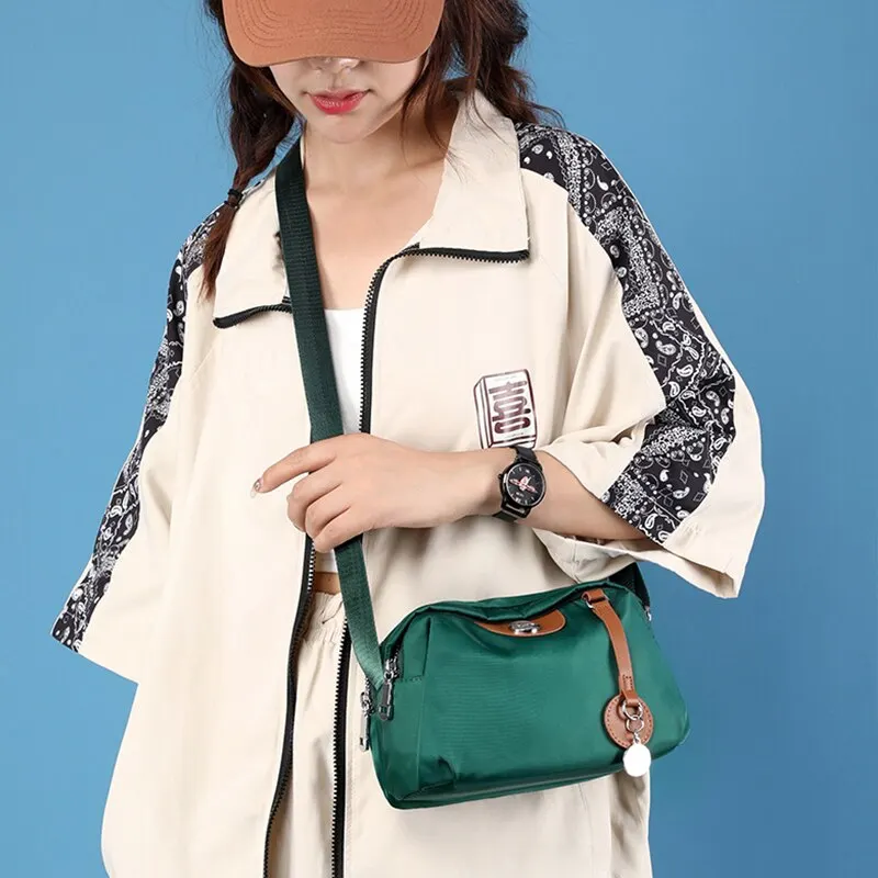Nylon Women's Waterproof Large Capacity Crossbody Bag Casual Solid Color Messenger Shoulder Bag