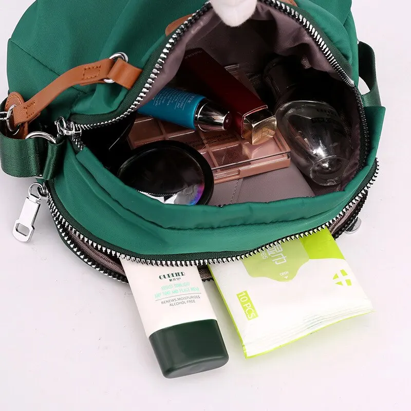 Nylon Women's Waterproof Large Capacity Crossbody Bag Casual Solid Color Messenger Shoulder Bag