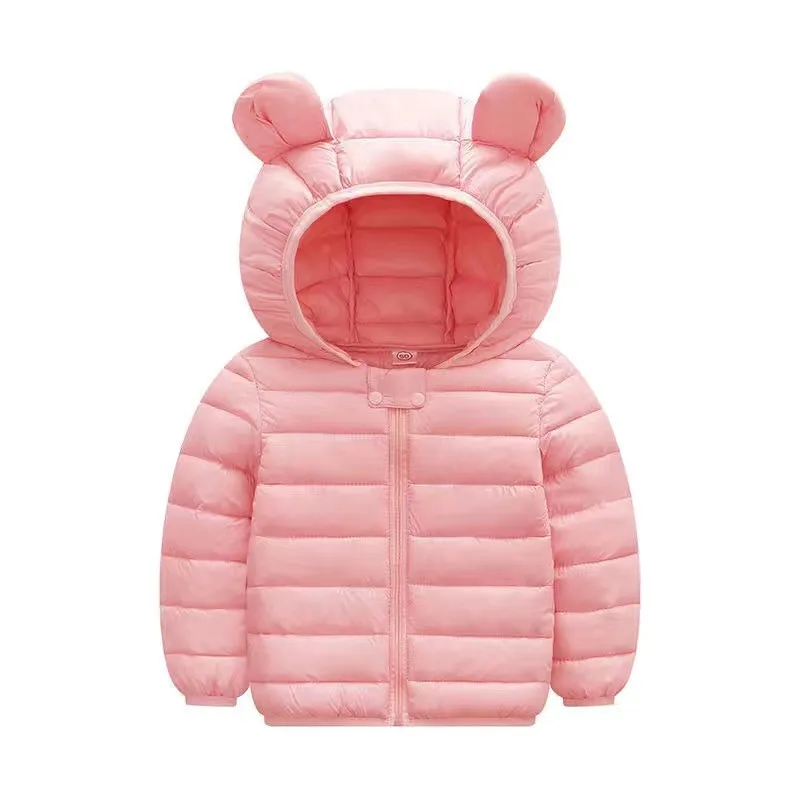 Children Boys Baby Hooded Lightweight Down Jackets Warm Outerwear Autumn Kids Girls Coats Cartoon Dinosaur Print Casual Clothing