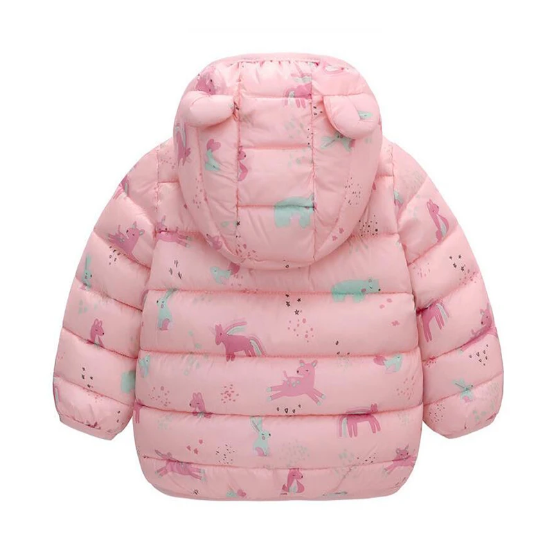 Children Boys Baby Hooded Lightweight Down Jackets Warm Outerwear Autumn Kids Girls Coats Cartoon Dinosaur Print Casual Clothing