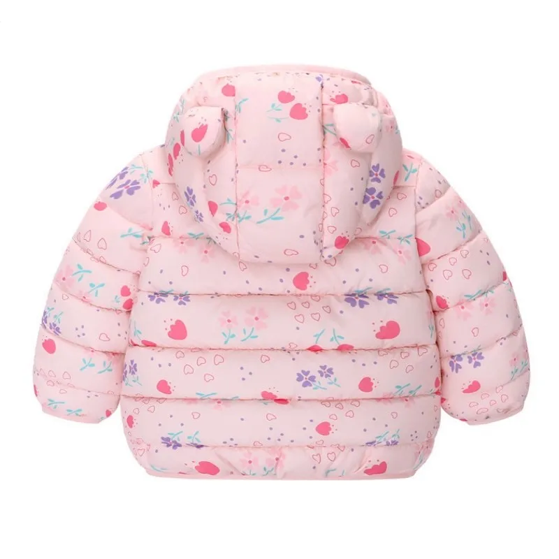 Children Boys Baby Hooded Lightweight Down Jackets Warm Outerwear Autumn Kids Girls Coats Cartoon Dinosaur Print Casual Clothing