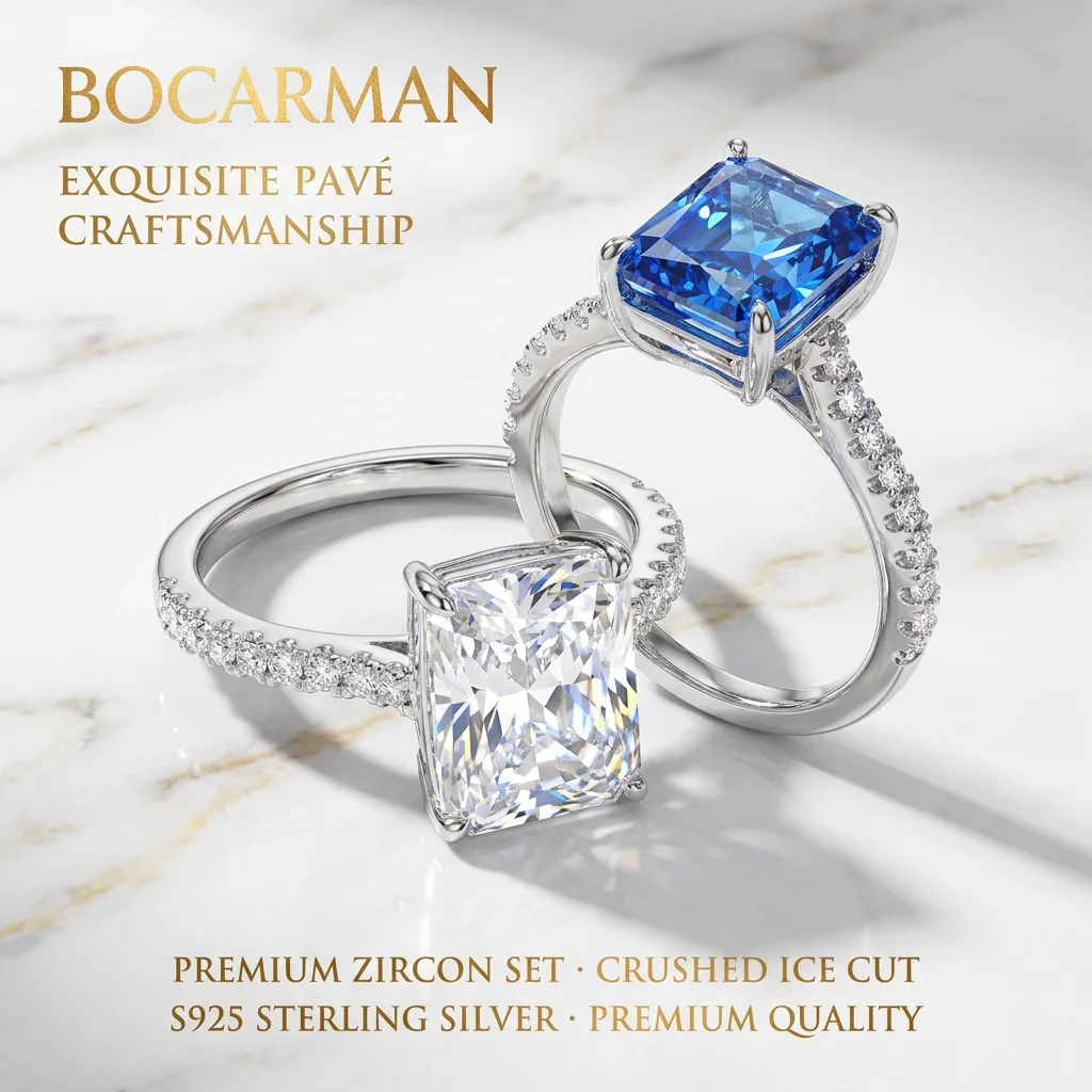 S925 Sterling Silver Tanzanite Blue Zircon Sparkle 5A Good Quality Ice Cut High Carbon Diamond Ladies Ring Fine Jewelry Women