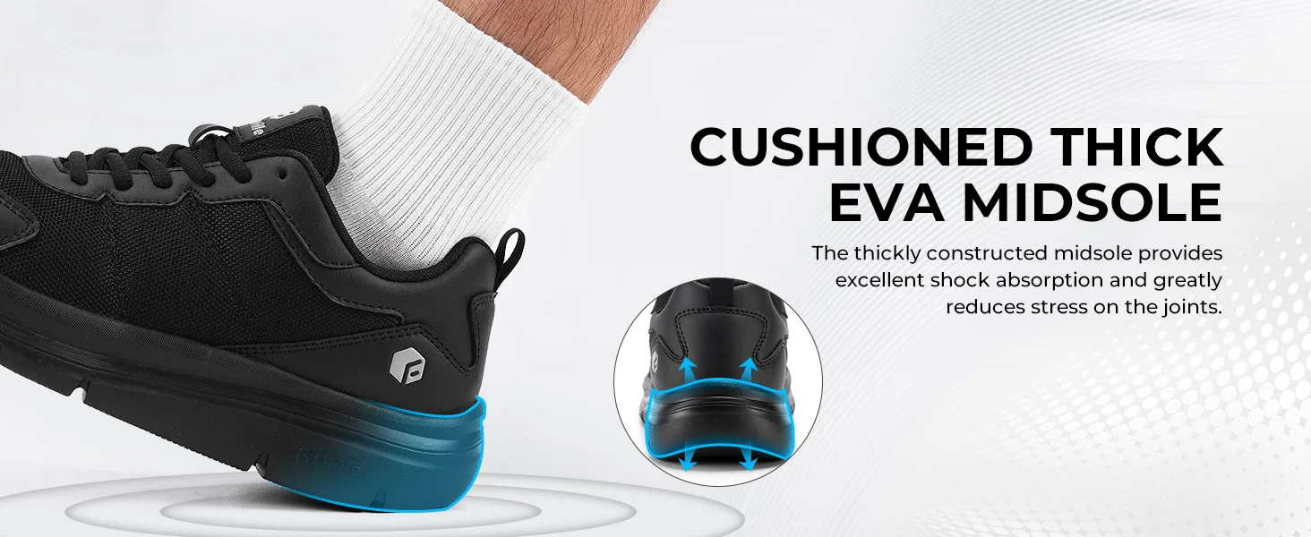 FitVille Men's Walking Shoes Wide Width Max Cushioning Lightweight Sneakers Sport Shoes for Plantar Fasciitis Pain Relief