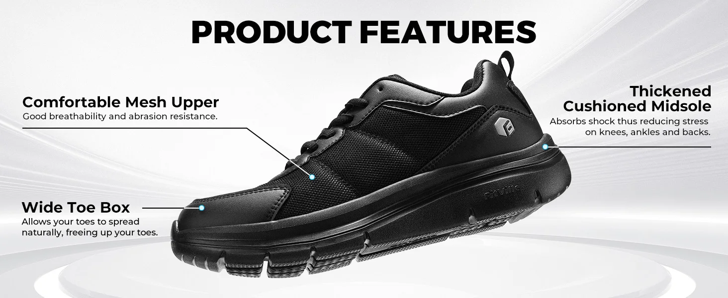 FitVille Men's Walking Shoes Wide Width Max Cushioning Lightweight Sneakers Sport Shoes for Plantar Fasciitis Pain Relief