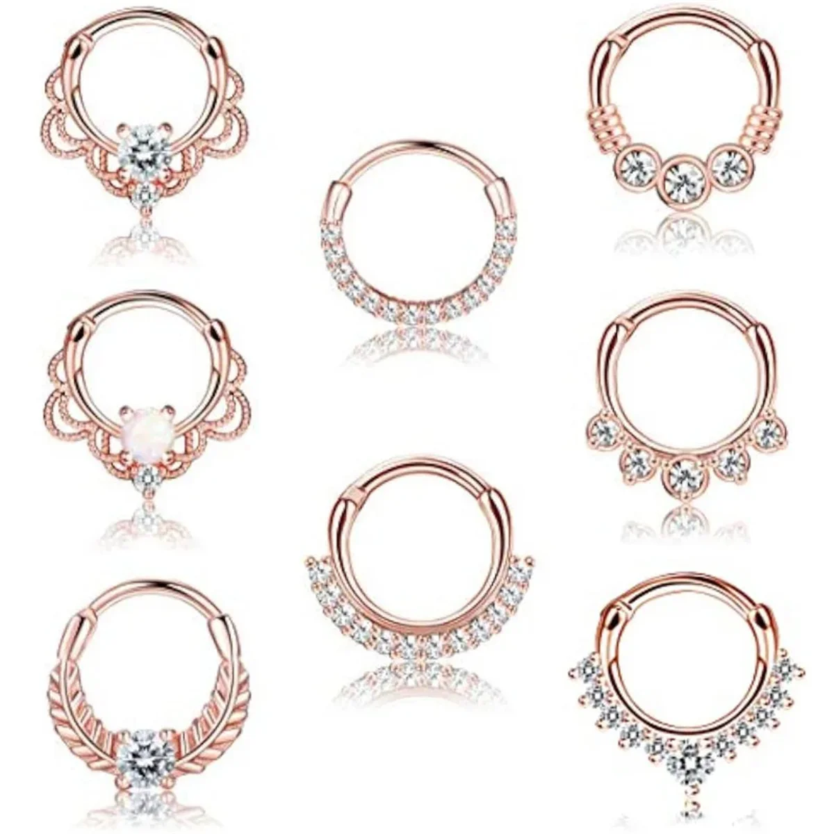 1Pc 16G 316L Stainless Steel Septum Nose Rings,CZ Cartilage Tragus Helix Daith Hoop Earring Hypoallergenic Piercing Jewelry