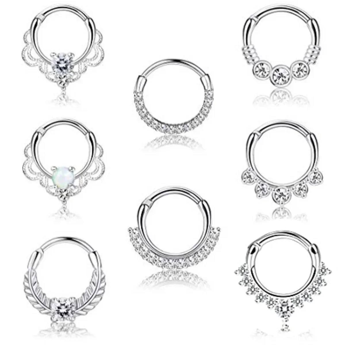 1Pc 16G 316L Stainless Steel Septum Nose Rings,CZ Cartilage Tragus Helix Daith Hoop Earring Hypoallergenic Piercing Jewelry