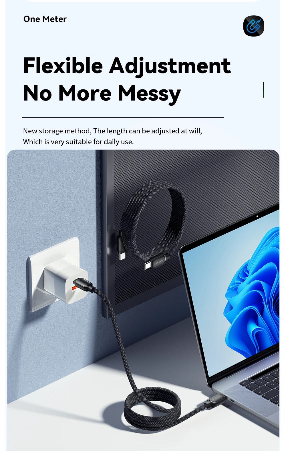 Essager PD 100W 60W Magnetic Suction Anti-Winding Type C to C Cable Fast Charge Cord Wire for Samsung Huawei Xiaomi Lenovo