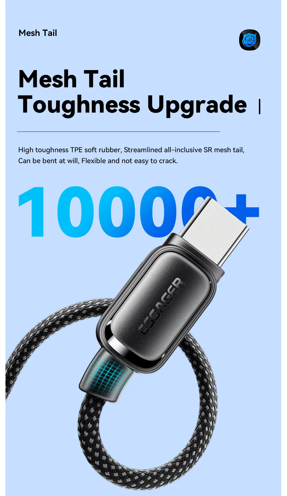 Essager PD 100W 60W Magnetic Suction Anti-Winding Type C to C Cable Fast Charge Cord Wire for Samsung Huawei Xiaomi Lenovo