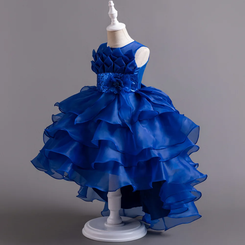 New Girls Elegant Princess Dress Embroidered Sequins Birthday Ball Evening Dress Party Fluffy Cake Dress 4-12 Years Old Clothing