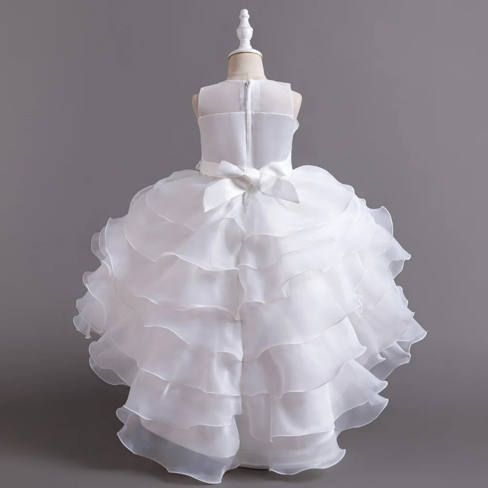 New Girls Elegant Princess Dress Embroidered Sequins Birthday Ball Evening Dress Party Fluffy Cake Dress 4-12 Years Old Clothing