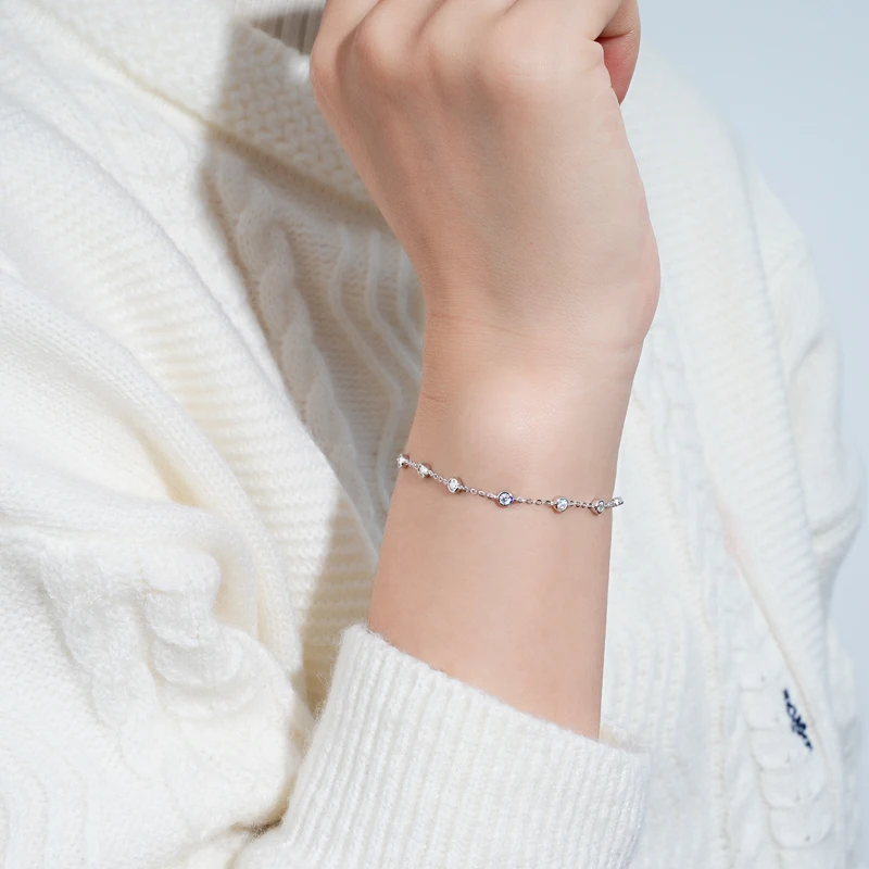 IOGOU 2.5mm D Color Full Moissanite Diamond Bracelet Engagement Jewelry 925 Sterling Silver Certified Women's Fashion Bracelets