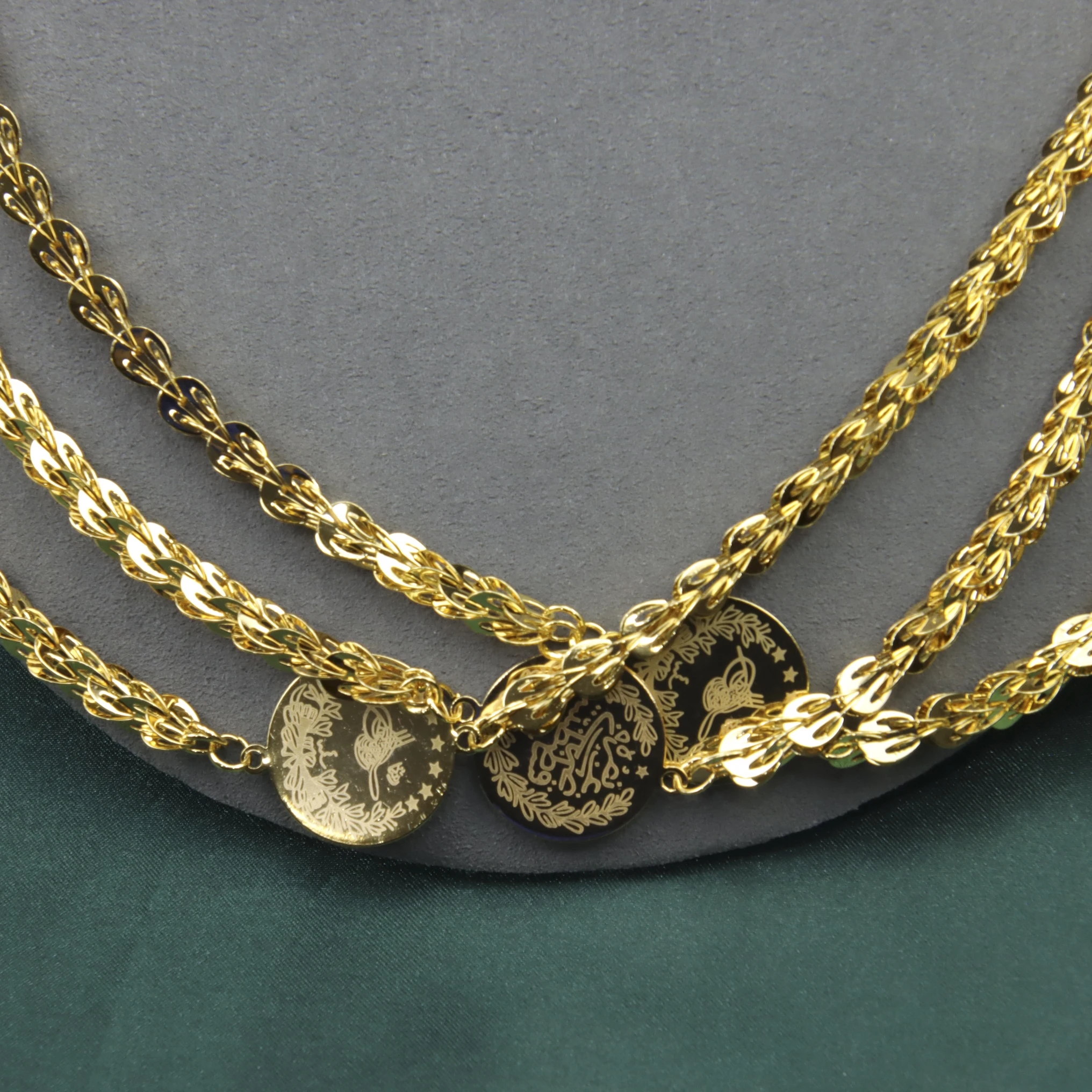 Luxury Arabic Long Necklace 21k Gold Plated 80cm 160cm Italian Vintage Chains Dubai Muslim Women Wedding Party Jewelry Gifts