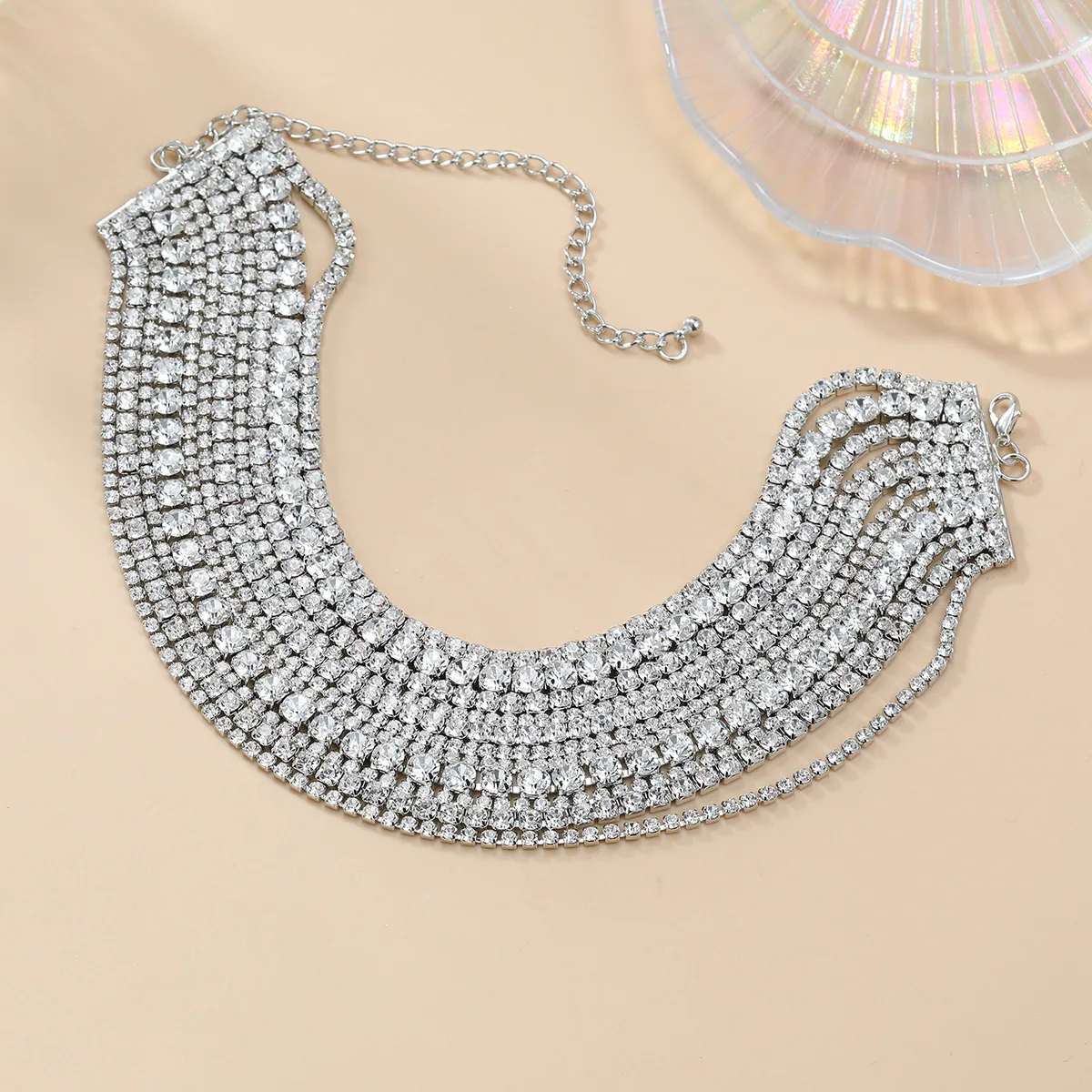 KMVEXO Luxury Multilayers Crystal Chokers Necklaces for Women Rhinestone Chains Necklaces Statements Jewelry Wedding Party Gift