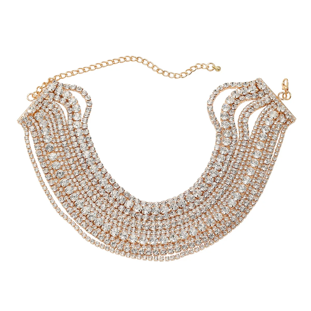 KMVEXO Luxury Multilayers Crystal Chokers Necklaces for Women Rhinestone Chains Necklaces Statements Jewelry Wedding Party Gift