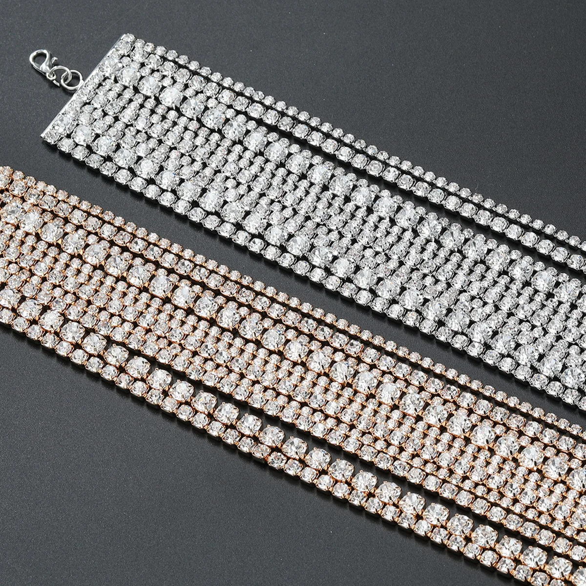 KMVEXO Luxury Multilayers Crystal Chokers Necklaces for Women Rhinestone Chains Necklaces Statements Jewelry Wedding Party Gift