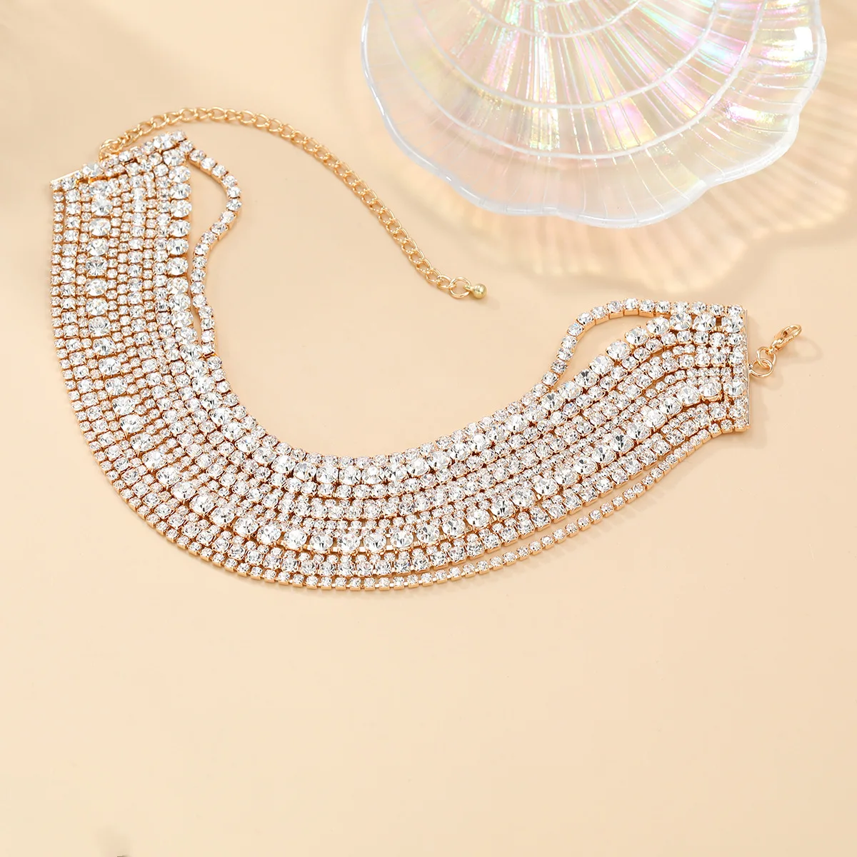 KMVEXO Luxury Multilayers Crystal Chokers Necklaces for Women Rhinestone Chains Necklaces Statements Jewelry Wedding Party Gift