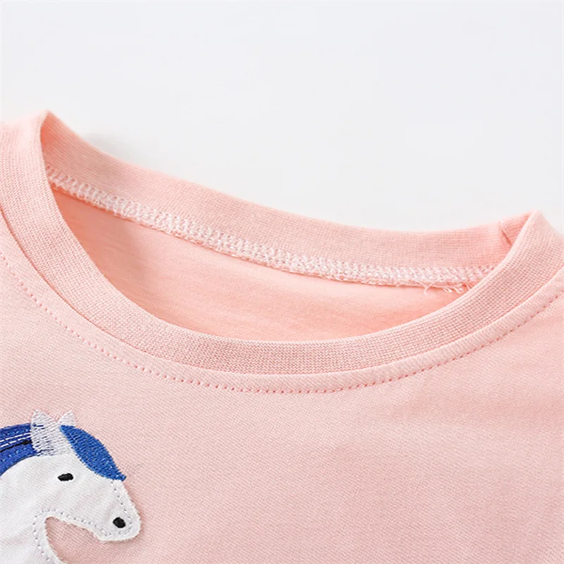 Jumping Meters New Arrival Ice Cream Embroidery Hot Selling Cotton Summer Girls Tshirts Baby Clothes Children's Tees Tops