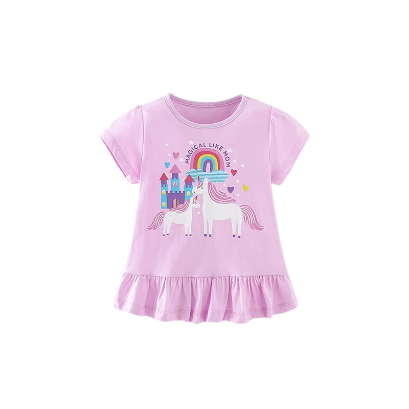 Jumping Meters New Arrival Ice Cream Embroidery Hot Selling Cotton Summer Girls Tshirts Baby Clothes Children's Tees Tops