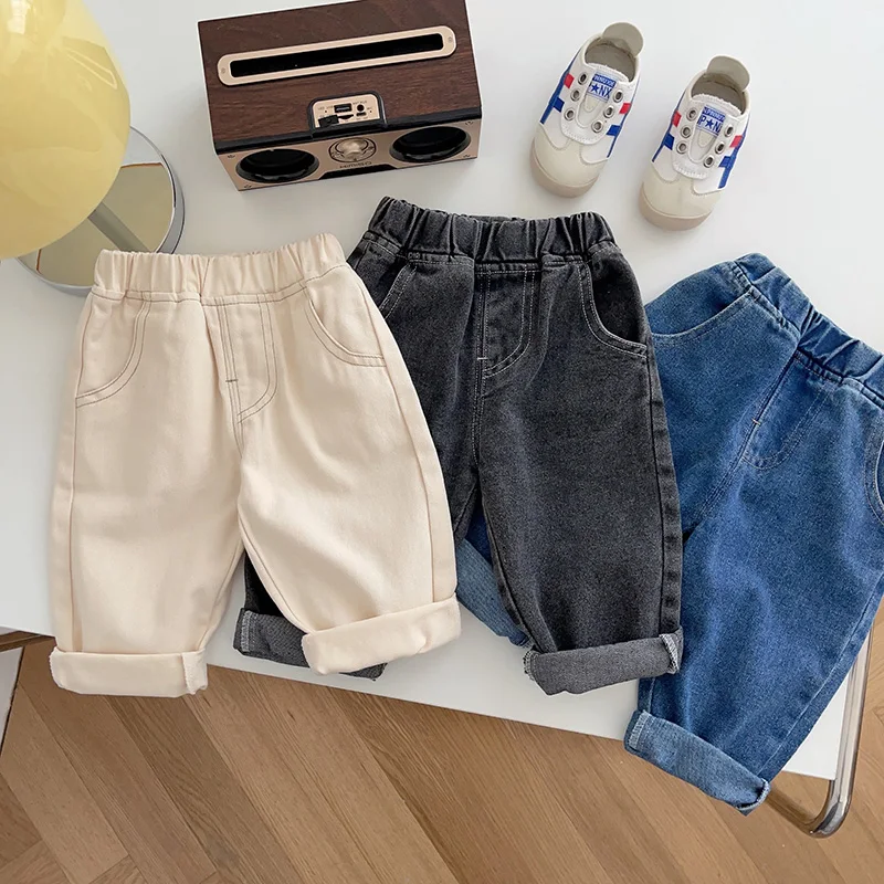 Spring Autumn New Baby Pants Casual Denim 9M-5T Kids Boys Straight Jeans Soft Toddler Girls Fashion Trousers 3 Colors