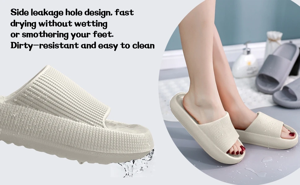 Sliders Cloud Slippers Non-Slip Mens Womens Slippers Cloud Sliders Soft Flip Flops with Thick Sole for Shower Bathroom