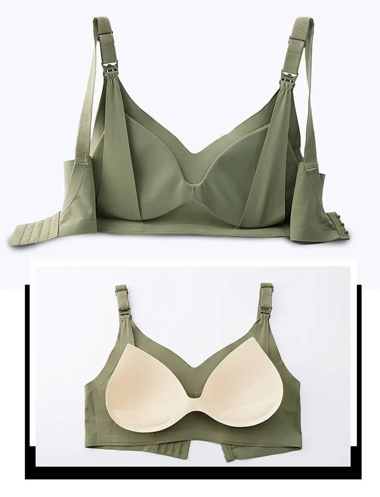 Ultra Thin Laser Cutting Ladies Feeding Bra Removable Padded Breastfeeding Bras Plus Size Push Up Maternity Nursing Bra