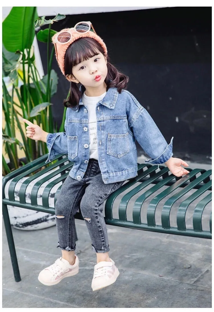Baby Girls Denim Jacket Spring Autumn Kids Jean Coat For Girls Sweet Little Princess Outerwear Children Clothing 1-10 Years