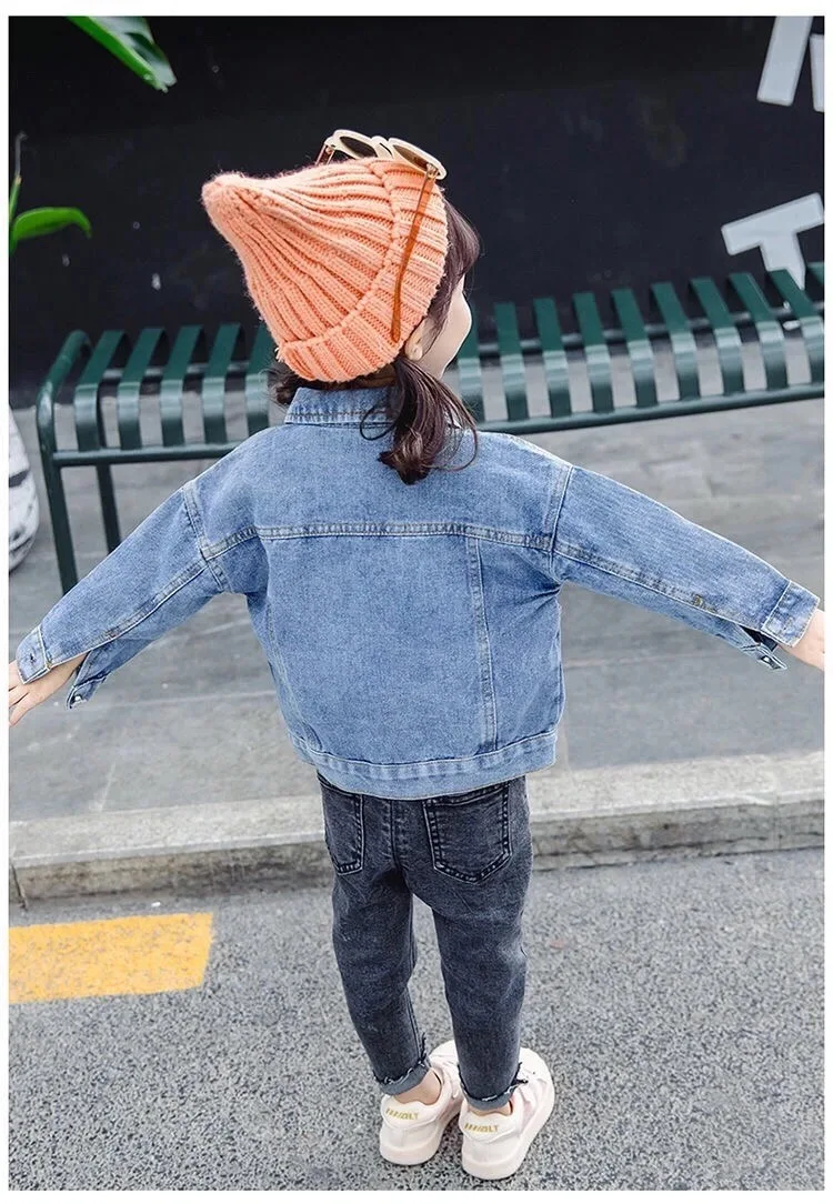 Baby Girls Denim Jacket Spring Autumn Kids Jean Coat For Girls Sweet Little Princess Outerwear Children Clothing 1-10 Years