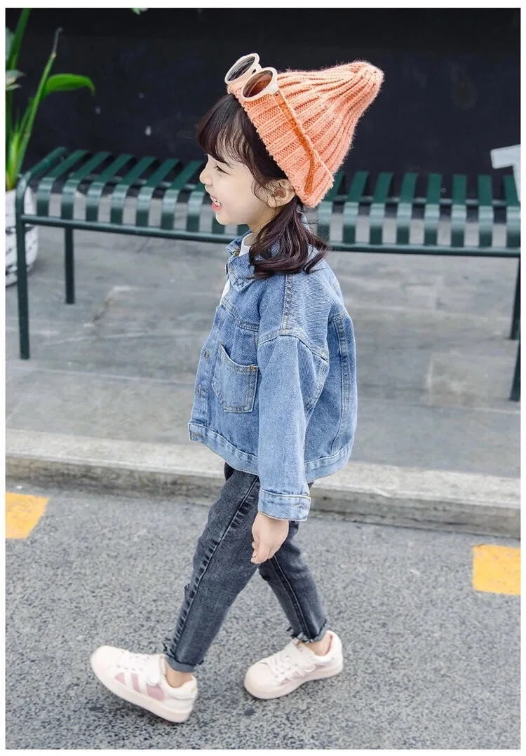 Baby Girls Denim Jacket Spring Autumn Kids Jean Coat For Girls Sweet Little Princess Outerwear Children Clothing 1-10 Years