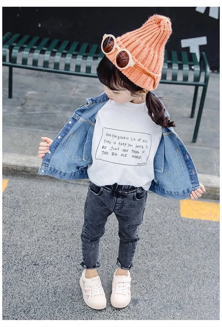 Baby Girls Denim Jacket Spring Autumn Kids Jean Coat For Girls Sweet Little Princess Outerwear Children Clothing 1-10 Years