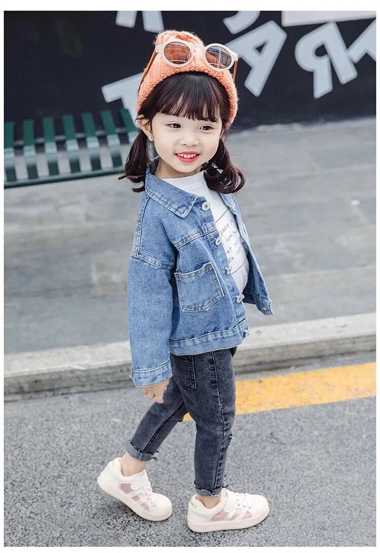 Baby Girls Denim Jacket Spring Autumn Kids Jean Coat For Girls Sweet Little Princess Outerwear Children Clothing 1-10 Years