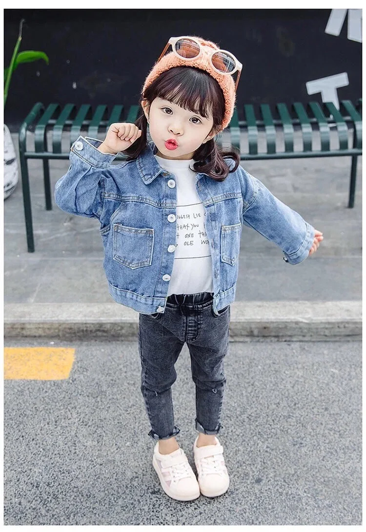 Baby Girls Denim Jacket Spring Autumn Kids Jean Coat For Girls Sweet Little Princess Outerwear Children Clothing 1-10 Years