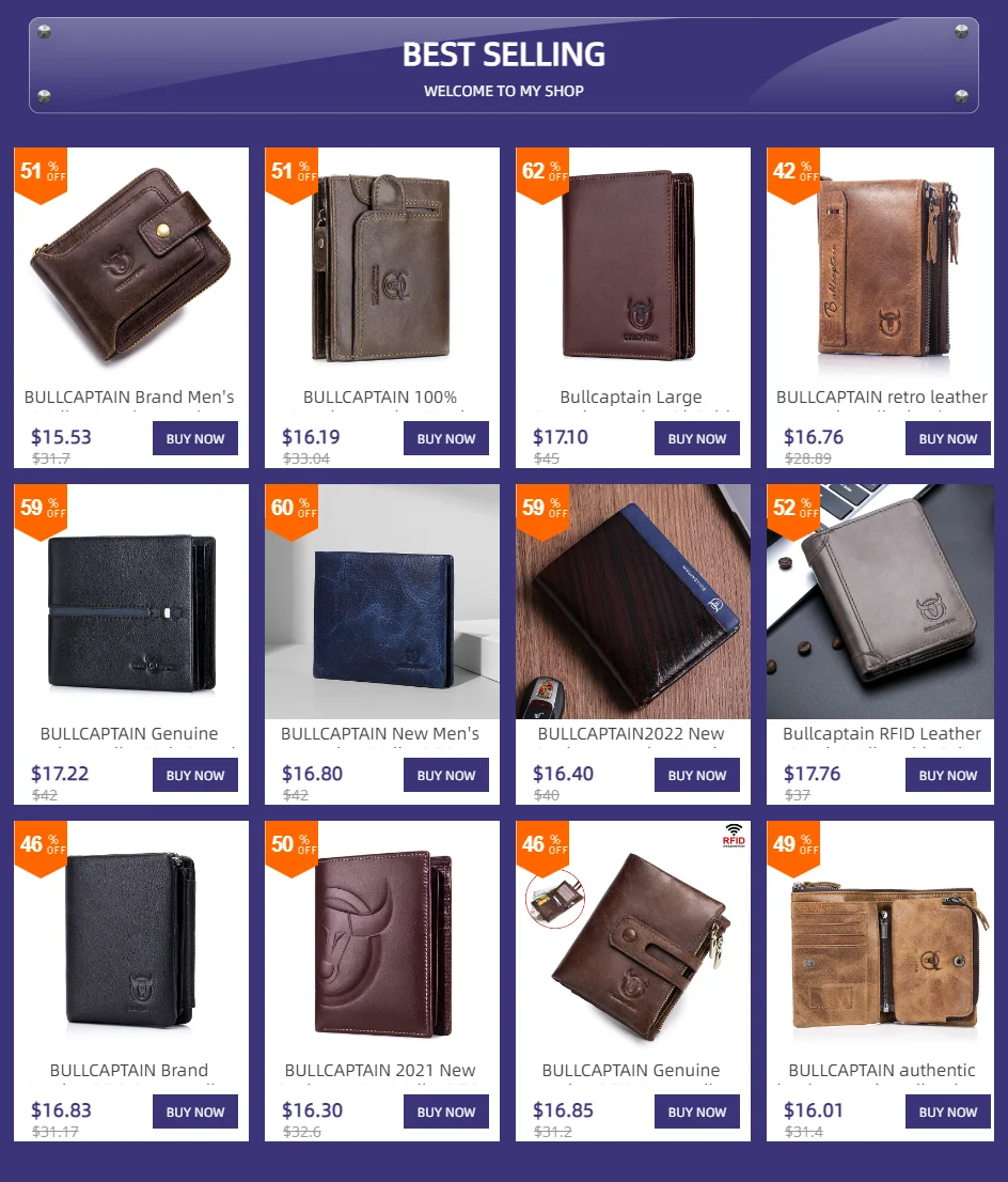 BULLCAPTAIN Men's Genuine Leather Wallet Business Casual RFID Antimagnetic Coin Card Holder Multifunctional Zipper Cash Clip