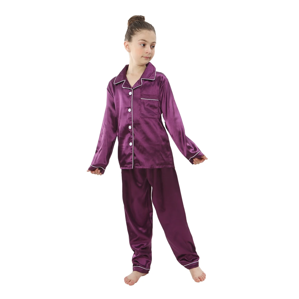 teenager loungewear children home clothing kids pajamas set girls silk satin pijama boys sleepwear baby nightgowns for 3-13Y