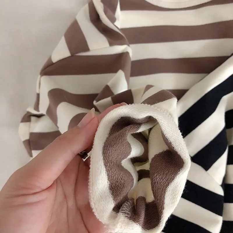 Spring Kids Striped Long Sleeves T-shirt Toddler Girl Loose Bottoming Shirt Boy Baby Casual Tops Fashion Children Cotton Tees