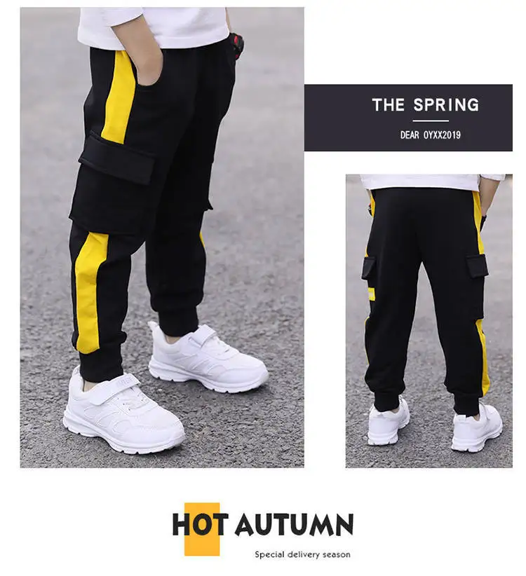 Children's Pants 2024 Boys' Spring Autumn Korean Edition Printed Letter Workwear Pants Middle aged Children's Sports Pants 3-12Y