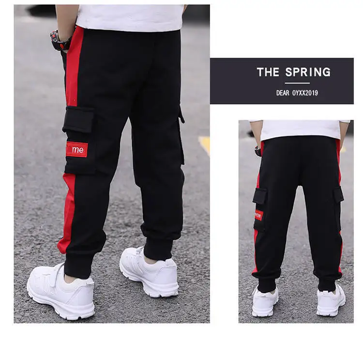Children's Pants 2024 Boys' Spring Autumn Korean Edition Printed Letter Workwear Pants Middle aged Children's Sports Pants 3-12Y