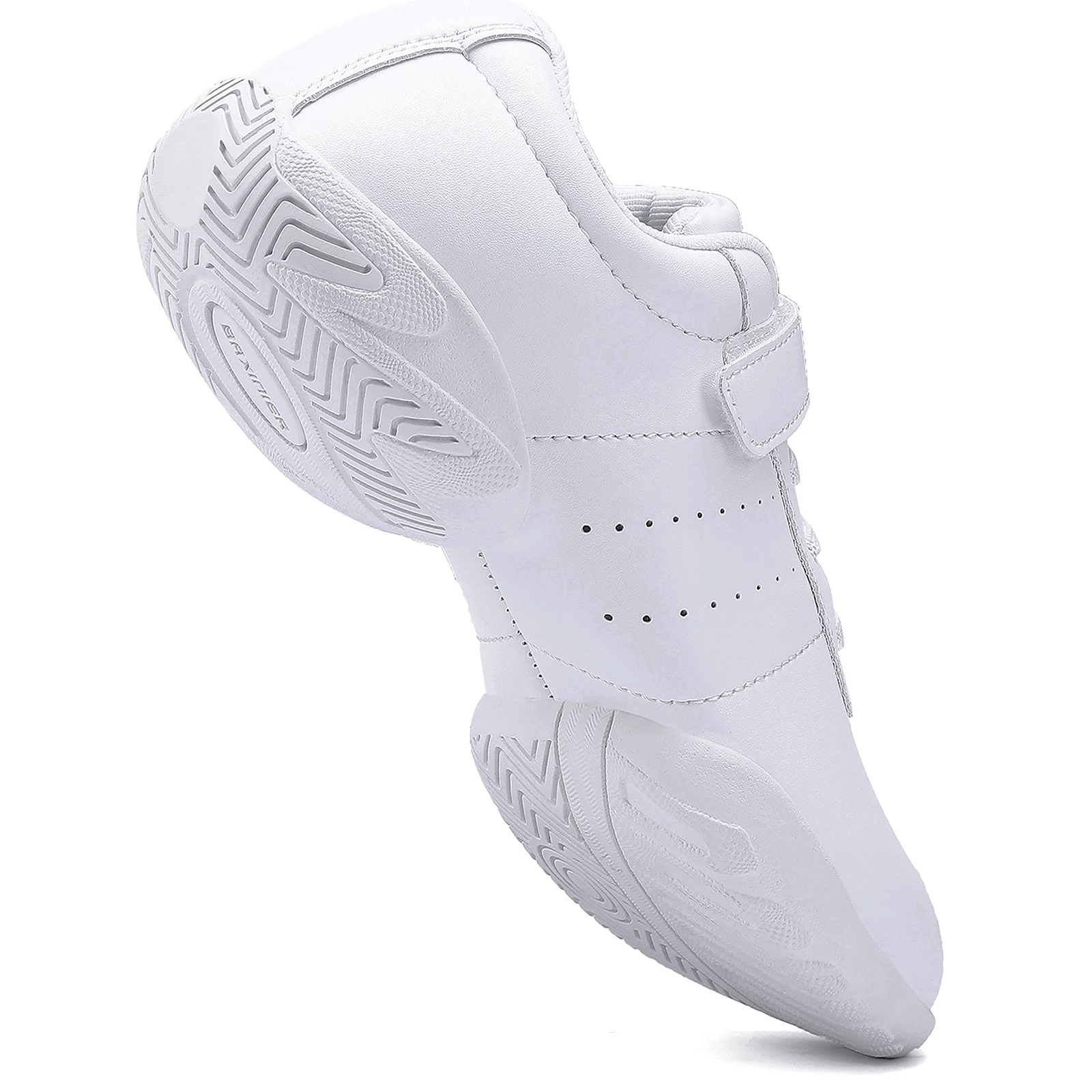 BAXINIER Girls White Cheerleading Dance Shoes Athletic Training Tennis Breathable Youth Competition Cheer Sneakers