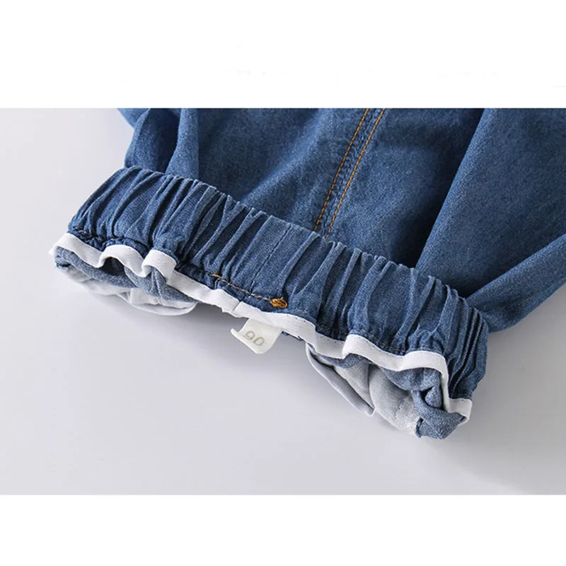Pure Cotton Girls Jeans Summer Soft Thin Children Trousers Sweet Cute Rabbit Heart Embroidered Kids Wide-Leg Pants 1-6 Y Toddler