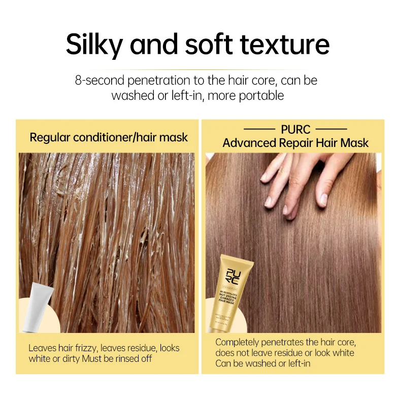 PURC 8 Seconds Hair Mask Smoothing Straightening Keratin Hair Treatment Cream Soft Repair Damaged Frizz Professional Hair Care