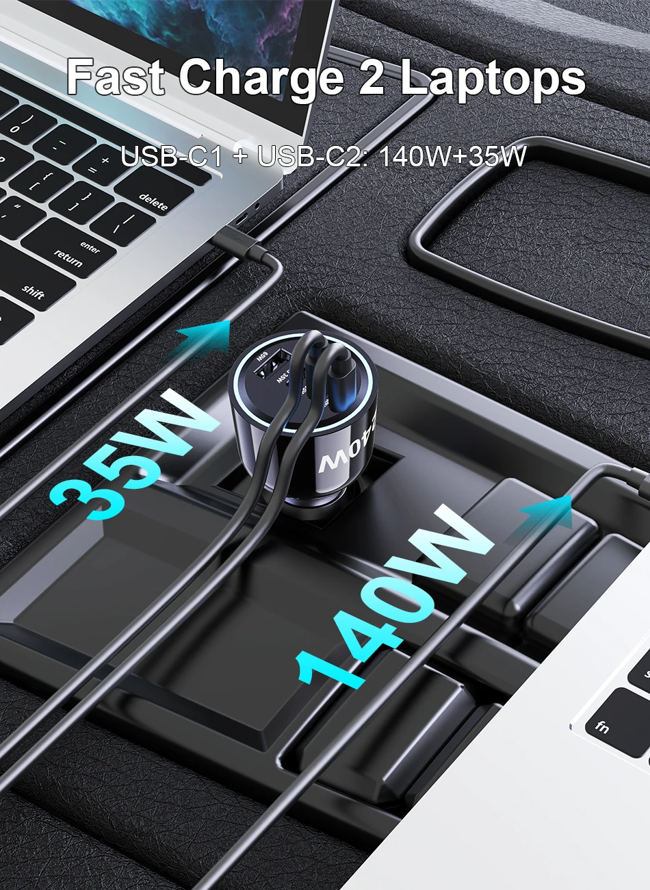 Ubigbuy 240W Car Charger PD 3.1 140W 100W PPS 45W Super Fast Charging USB C Car Phone Adapter for MacBook Pro iPhone 15 Samsung