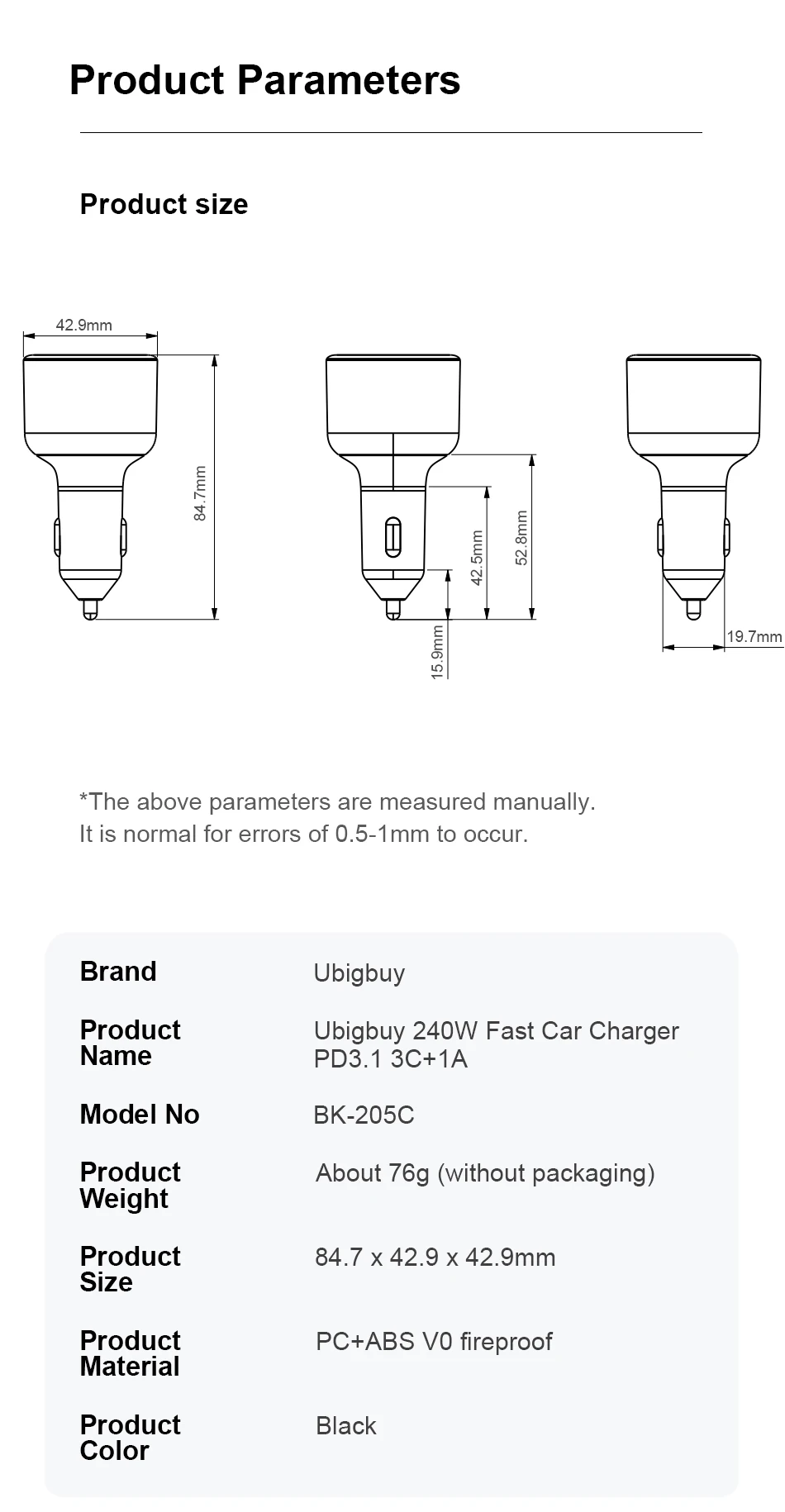 Ubigbuy 240W Car Charger PD 3.1 140W 100W PPS 45W Super Fast Charging USB C Car Phone Adapter for MacBook Pro iPhone 15 Samsung