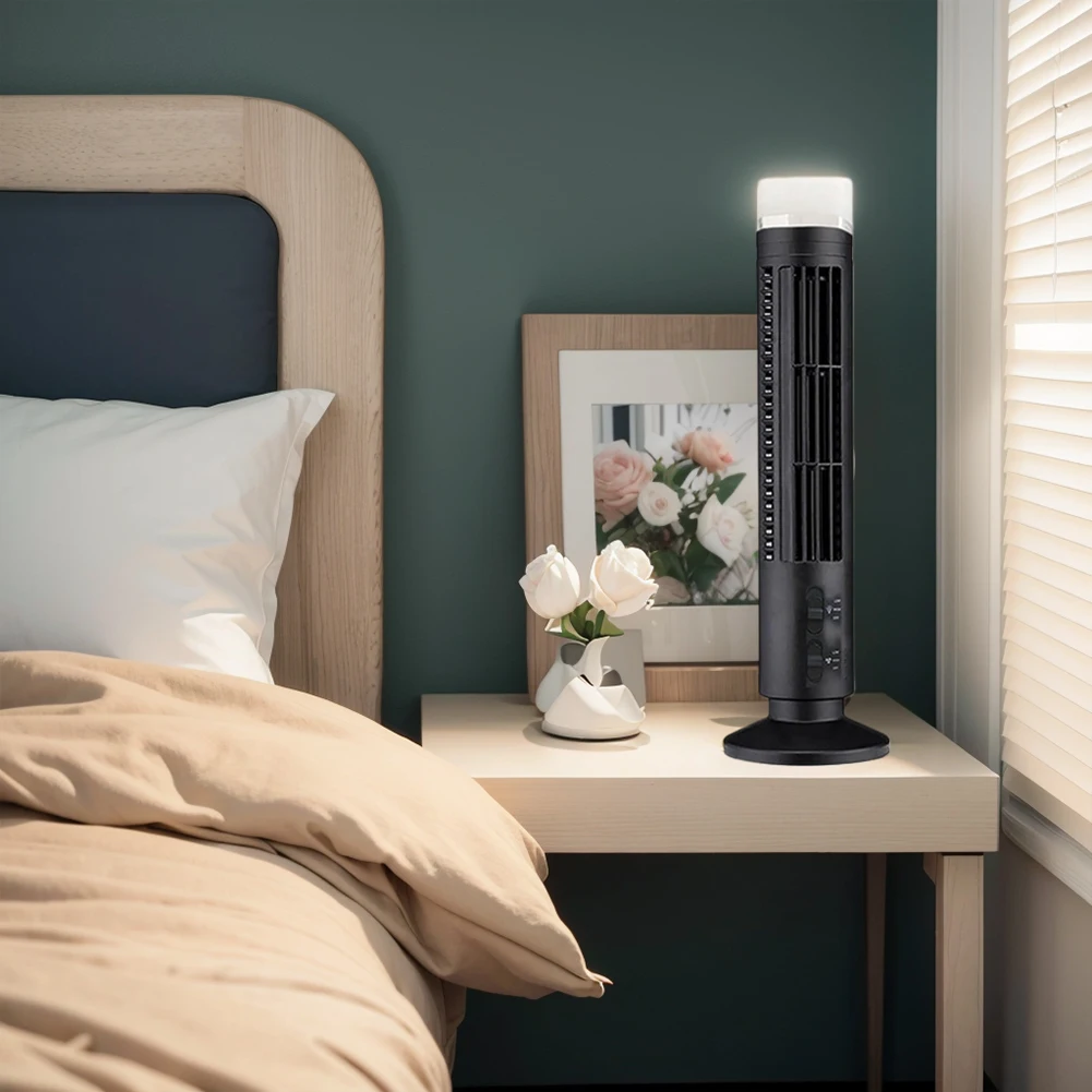 LED Tower Fan Mini Vertical Conditioner 2 Gear Speed No Leaf Air Conditioner Portable Electric Floor Fan for Home Office