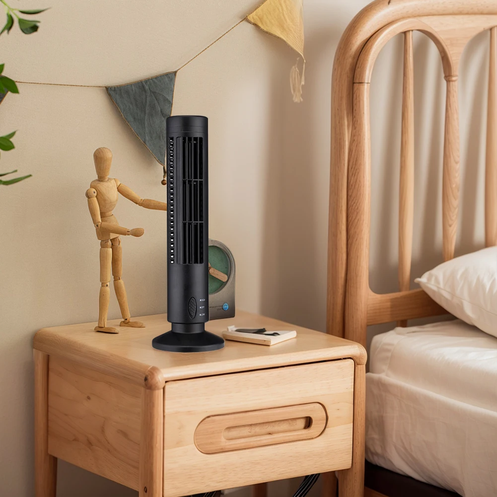 LED Tower Fan Mini Vertical Conditioner 2 Gear Speed No Leaf Air Conditioner Portable Electric Floor Fan for Home Office