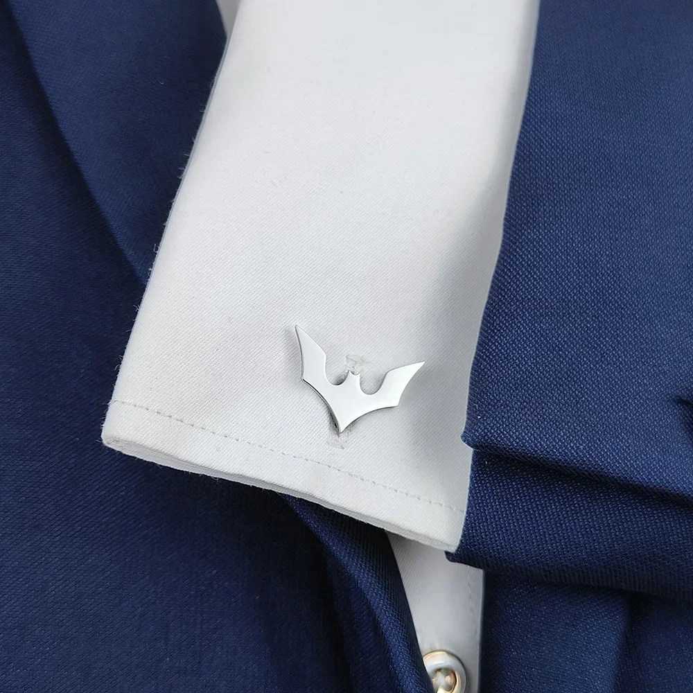 Bat Cufflinks for Men Sleeve Wrist Buttons Shirt Clasps Stainless Steel Cuff Buckle Wedding Grooms Jewelry Mens Accessories
